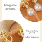 Pearl Earrings Copper Alloy Red Diamond Earrings Fashionable Temperament Earring Crystal Jewelry for Wemon Wedding Gift Party