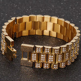 IceLink™ 18MM Gold Strap Chain Bracelet – Street Style Meets Statement Shine