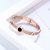 Timeless Edge – Exquisite Roman Numeral Gear Bangle for Women