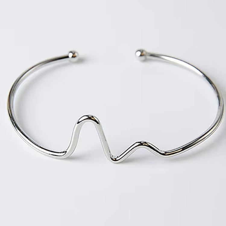 Open Cuff Punk Bracelets & Bangle Fashion Jewelry for Women Men Pulseras Mujer Heartbeat Leaf Arrow Triangle Heart Bracelet HOT