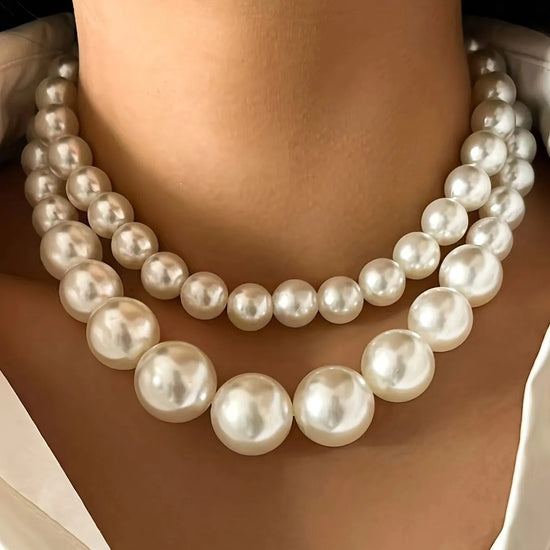 2 pcs set Imitation Pearl Beaded Choker Necklaces Collar for Women 2026 Wedding Bridal Party Jewelry Gift