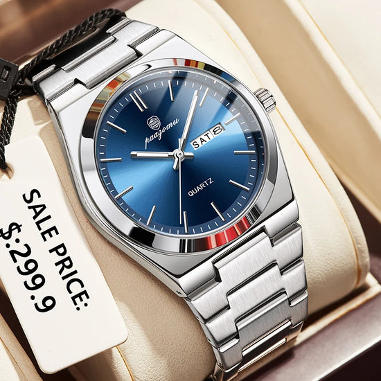 PAAZOMU Luxury Quartz Man Wristwatch Sport Men Watches Waterproof Luminous Date Week Stainless Steel Men&