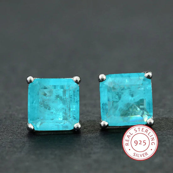 High Quality Non-fade Geometric Square Blue Ice Diamond Imitation Crystal Gemstone Ring Fashion S925 Silver Women&