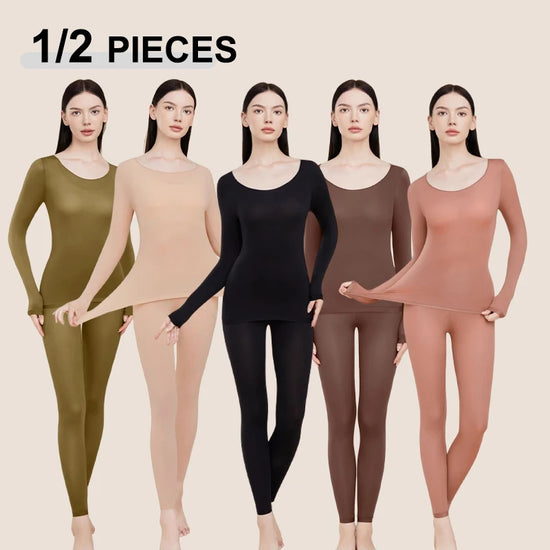 Seamless Thermal Underwear Women Sexy Ladies Autumn Winter Bottoming Shirt Trousers Female Single Layer Thermal Shaping Clothes