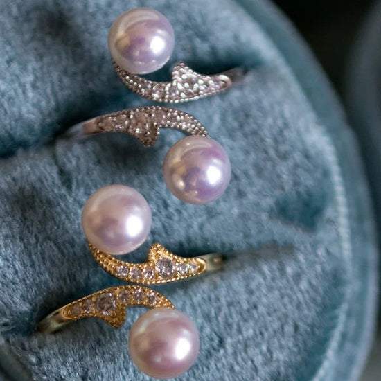Vintage pearl rings for women exquisite and high-end hip-hop elegant style diamond studded ring wedding banquet jewelry gift