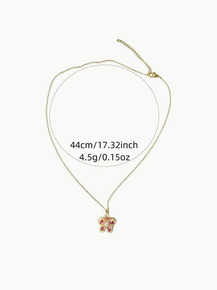 Rhinestone Flower Pendant Necklace