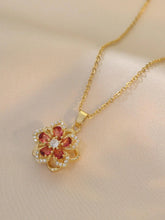Rhinestone Flower Pendant Necklace