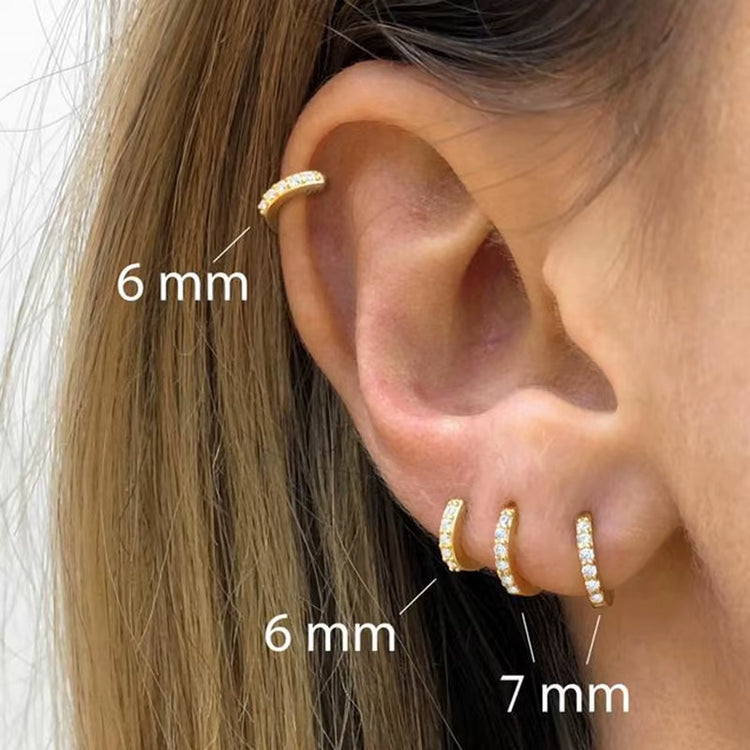 Lumière Mini Crystal Hoops – Sleek Shine in a Subtle Spark